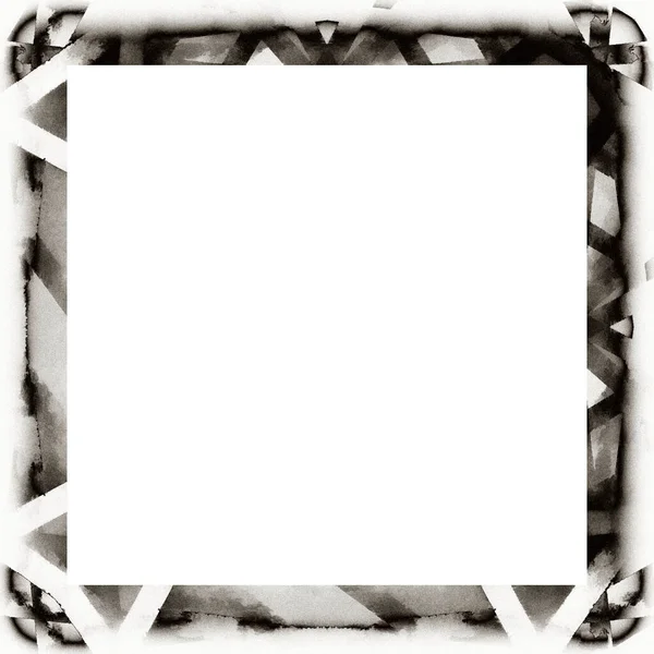 Grunge Scratched Frame Watercolor Texture Black White Copy Space Middle — Stock Photo, Image