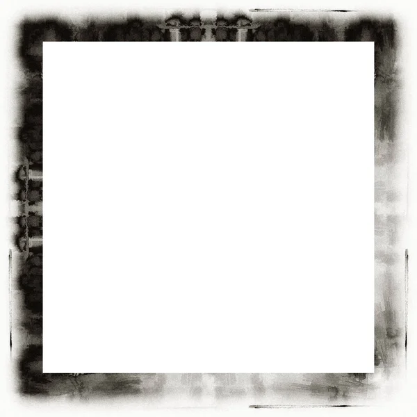 Cadre Grunge Texture Noire Blanche Espace Copie Milieu Pour Image — Photo