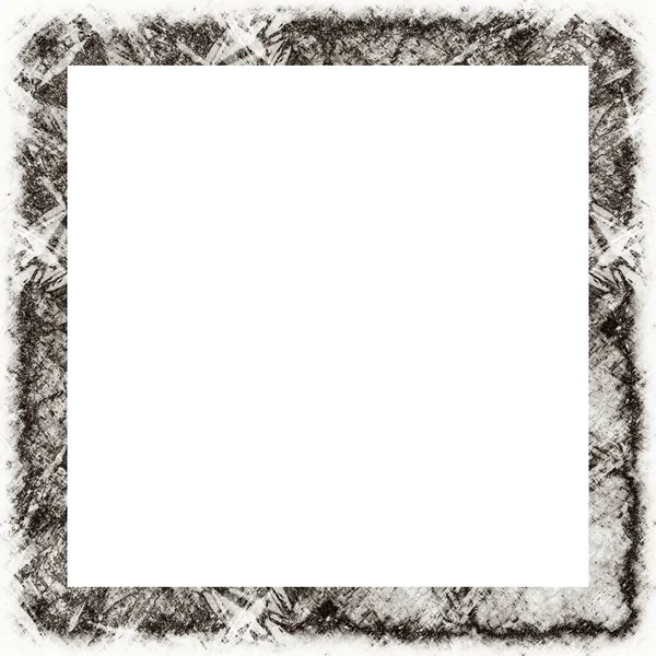 Grunge Frame Scratch Watercolor Effects Black White Texture Copy Space — Stock Photo, Image