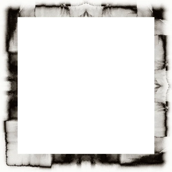 Grunge Cadre Rayé Texture Aquarelle Noir Blanc Espace Copie Milieu — Photo