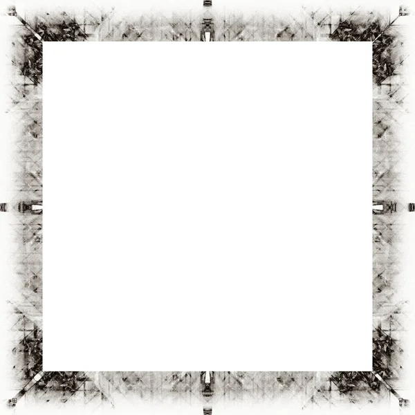 带有划痕的画框和带有黑白质感的水彩效果 中间的复制空间 用于图像或广告文本 — 图库照片