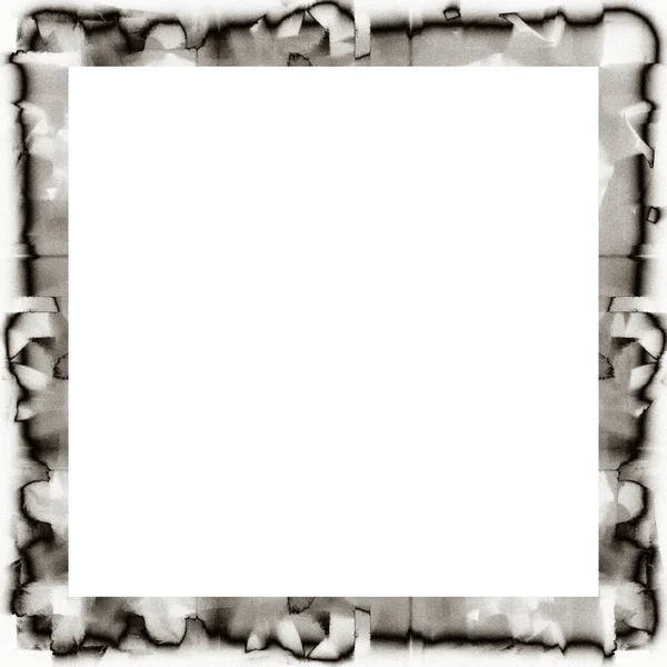 Grunge Scratched Frame Watercolor Texture Black White Copy Space Middle — Stock Photo, Image