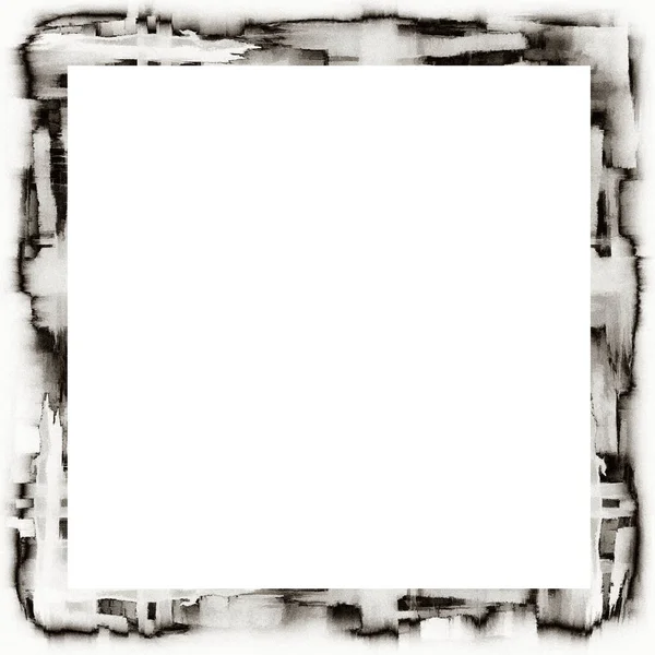 Messy Grunge Watercolor Texture Black White Wall Frame Empty Space — Stock Photo, Image