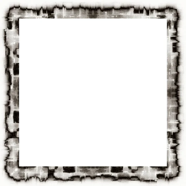 Grunge Scratched Watercolor Texture Black White Wall Frame Copy Space — Stock Photo, Image