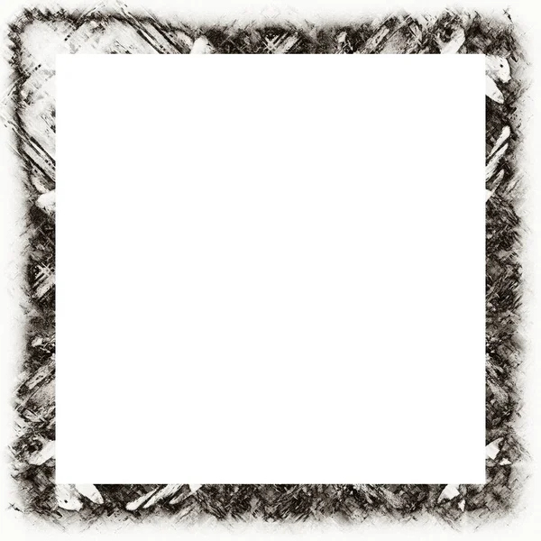 Grunge Frame Scratch Watercolor Effects Black White Texture Copy Space — Stock Photo, Image