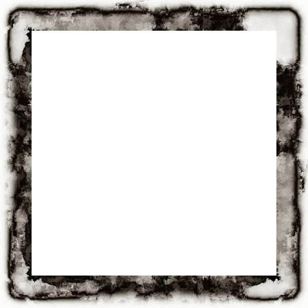 Grunge Scratched Frame Watercolor Texture Black White Copy Space Middle Royalty Free Stock Photos