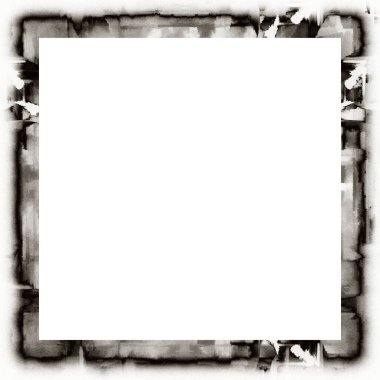 Grunge çerçeveyi suluboya desenli siyah beyaz çizmiş. Resim veya reklam metni için ortadaki alanı kopyala.   