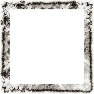 Çizik ve suluboya efektlerle siyah beyaz desenli Grunge çerçeve. Resim veya reklam metni için ortadaki alanı kopyala.   