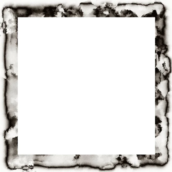 Grunge Watercolor Texture Black White Wall Frame Empty Space Middle — Stock Photo, Image