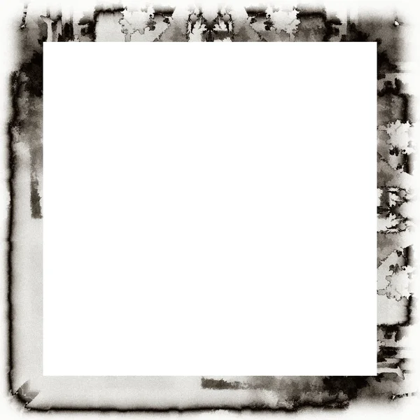 Grunge Cadre Rayé Texture Aquarelle Noir Blanc Espace Copie Milieu — Photo