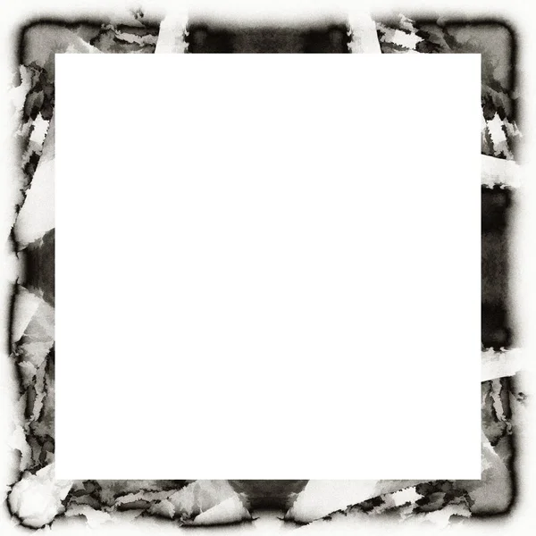 Grunge Scratched Watercolor Texture Black White Wall Frame Copy Space — Stock Photo, Image