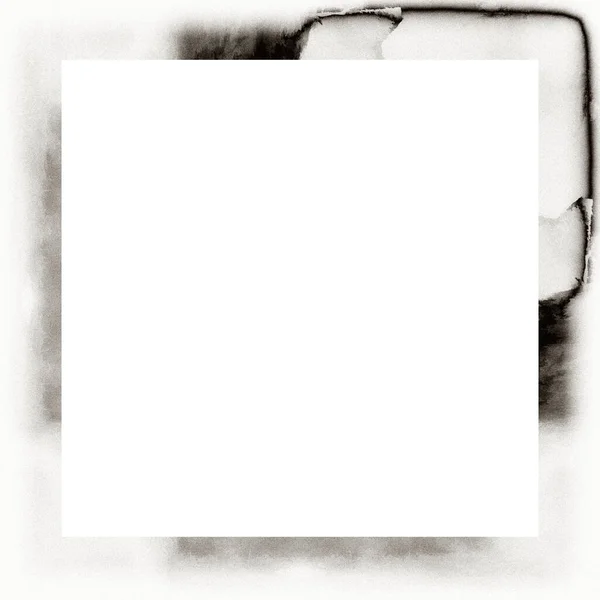 Grunge Scratched Frame Watercolor Texture Black White Copy Space Middle — Stock Photo, Image