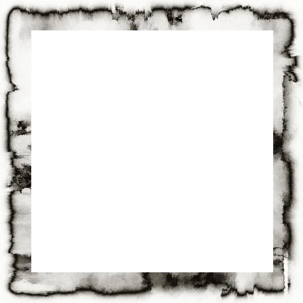 Messy Grunge Dripping Watercolor Texture Black White Wall Frame Empty — Stock Photo, Image