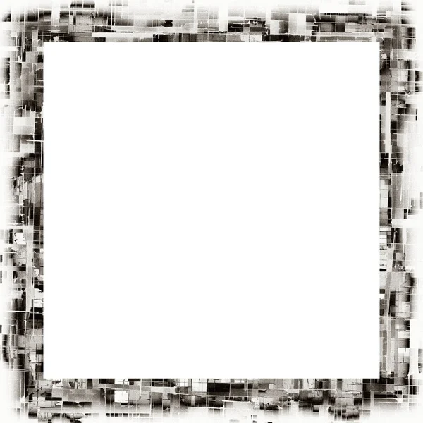 Grunge Zerkratzter Rahmen Aquarell Textur Schwarz Weiß Kopierplatz Der Mitte — Stockfoto
