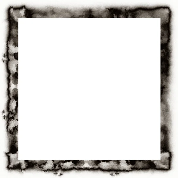 Grunge Salissant Texture Aquarelle Cadre Mural Noir Blanc Espace Vide — Photo