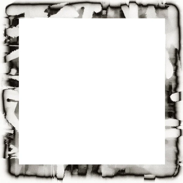 Grunge Watercolor Texture Black White Wall Frame Empty Space Middle — Stock Photo, Image