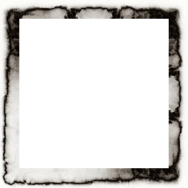 Grunge Scratched Frame Watercolor Texture Black White Copy Space Middle Stock Image