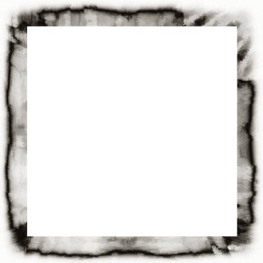 Eski grunge suluboya dokusu siyah ve beyaz duvar çerçevesi ortasında resim veya metin için boş alan.  