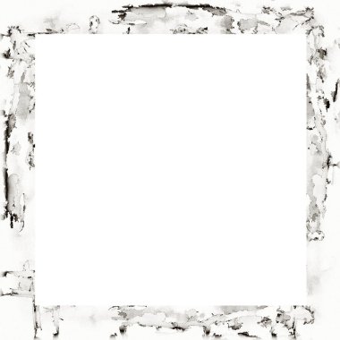 Grunge suluboya dokusu siyah-beyaz duvar çerçevesi ortası resim veya metin için boş alan ile damlıyor.  