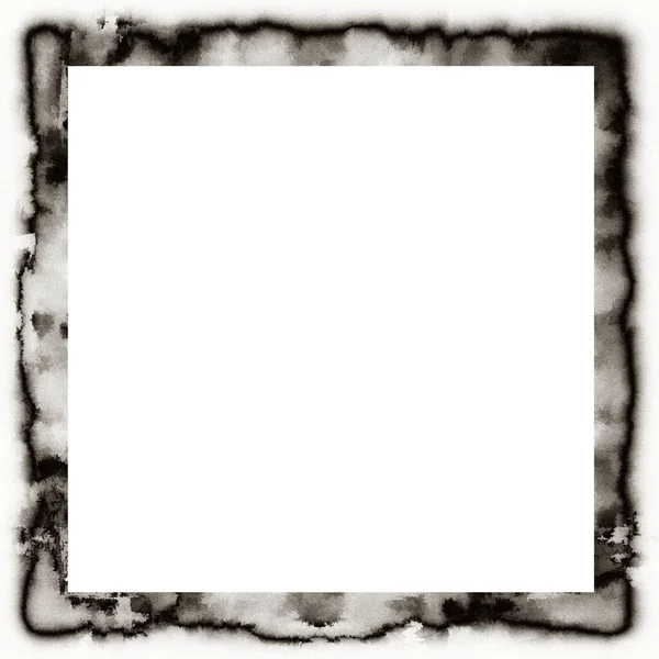 Ancienne Texture Aquarelle Grunge Cadre Mural Noir Blanc Avec Espace — Photo