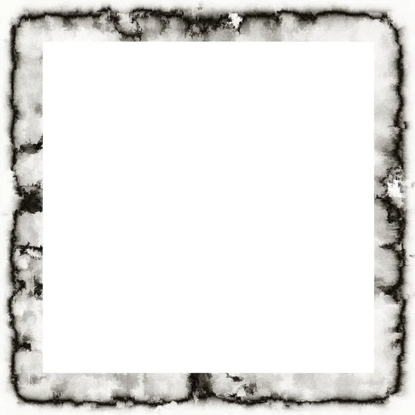 Old Grunge Watercolor Texture Black White Wall Frame Empty Space — Stock Photo, Image