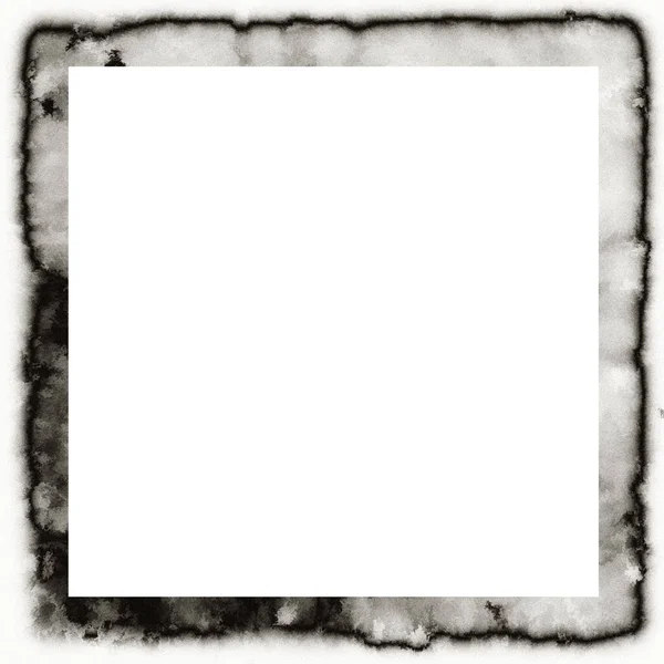 Old Grunge Watercolor Texture Black White Wall Frame Empty Space — Stock Photo, Image