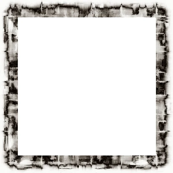 Old Grunge Watercolor Texture Black White Wall Frame Empty Space — Stock Photo, Image