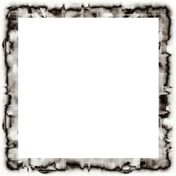 Vecchio Grunge Texture Acquerello Cornice Parete Bianco Nero Con Spazio — Foto Stock