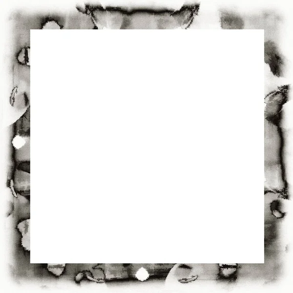 Old Grunge Watercolor Texture Black White Wall Frame Empty Space — Stock Photo, Image