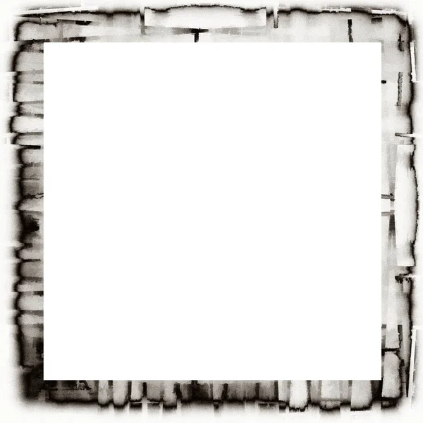 Old Grunge Watercolor Texture Black White Wall Frame Empty Space — Stock Photo, Image