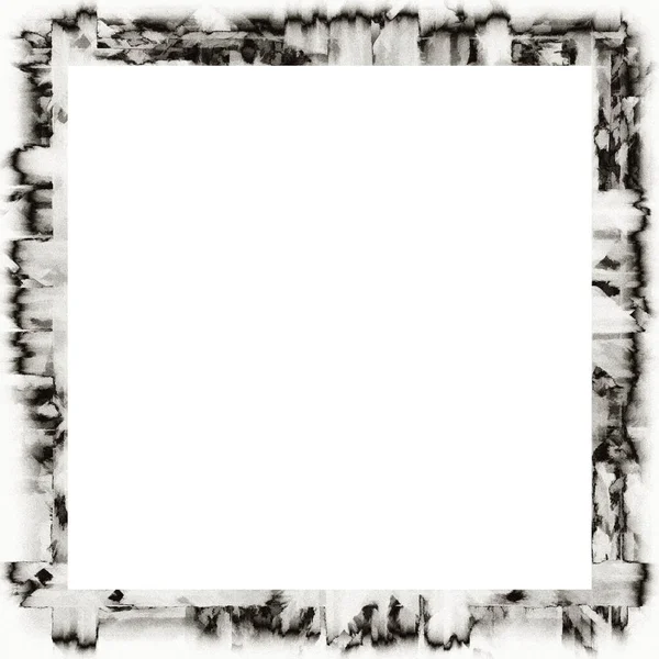 Velho Grunge Textura Aquarela Moldura Parede Preto Branco Com Espaço — Fotografia de Stock