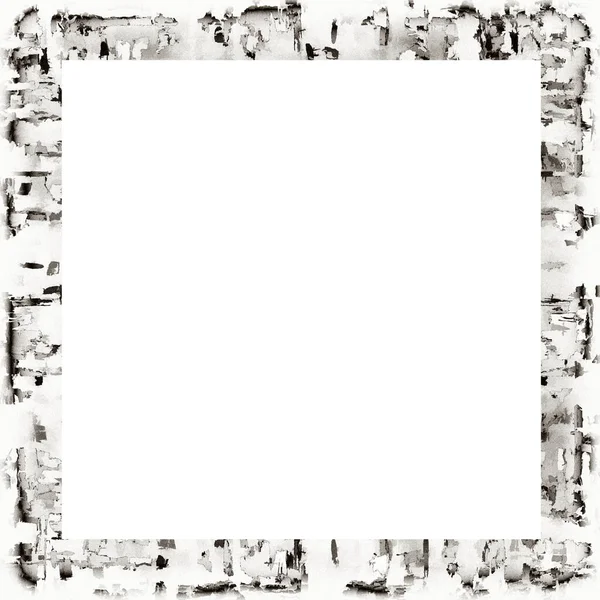 Old Grunge Watercolor Texture Black White Wall Frame Empty Space — Stock Photo, Image