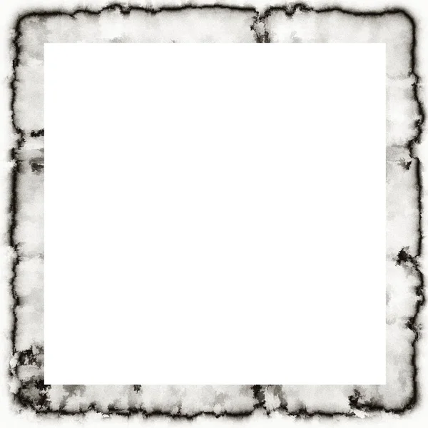 Old Grunge Watercolor Texture Black White Wall Frame Empty Space — Stock Photo, Image