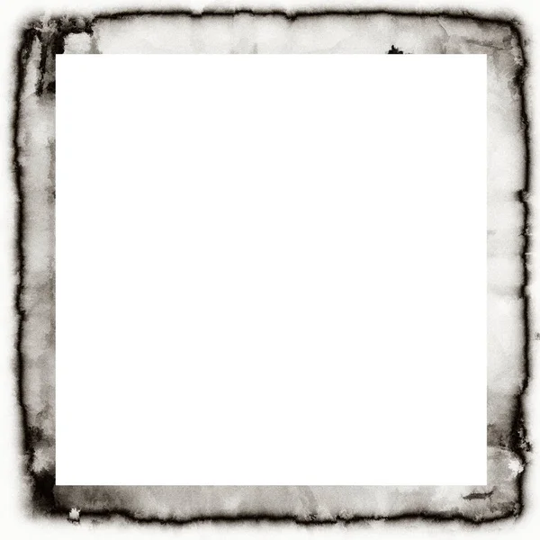 Old Grunge Watercolor Texture Black White Wall Frame Empty Space — Stock Photo, Image