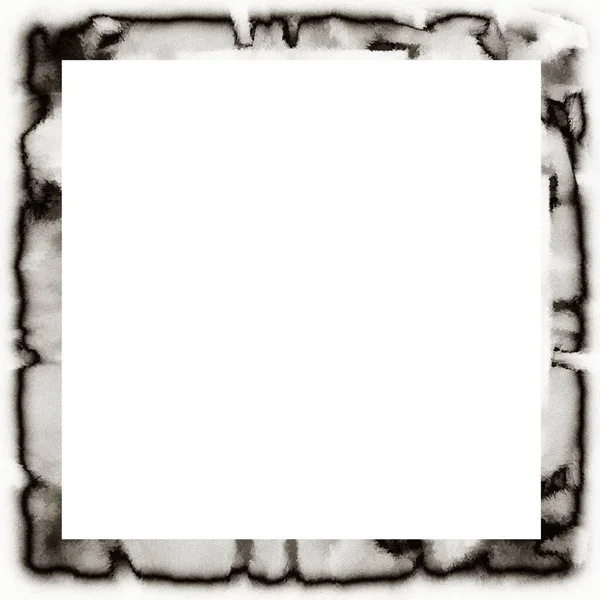 Old Grunge Watercolor Texture Black White Wall Frame Empty Space — Stock Photo, Image