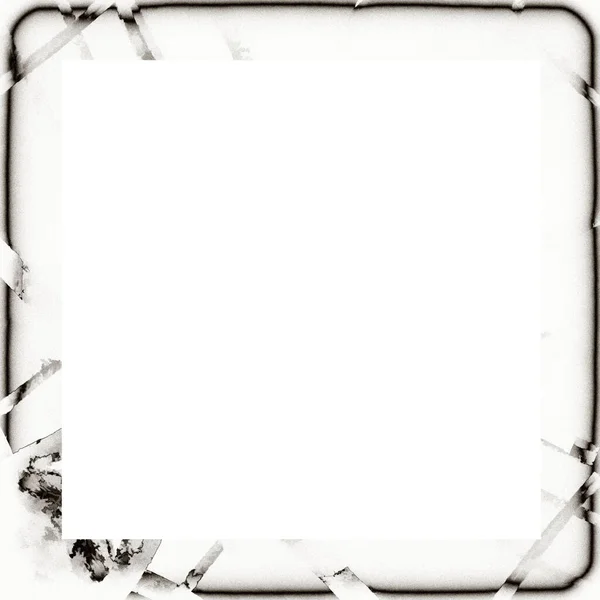 Old Grunge Watercolor Texture Black White Wall Frame Empty Space — Stock Photo, Image