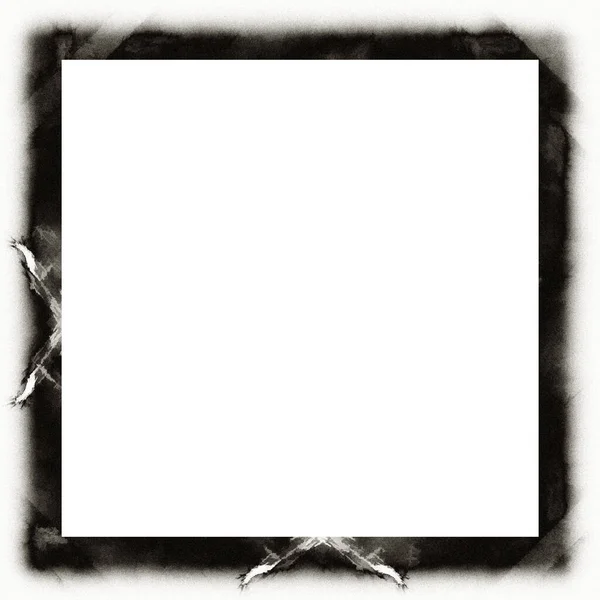 Old Grunge Weathered Black White Wall Frame Cracked Texture Empty — Stock Photo, Image