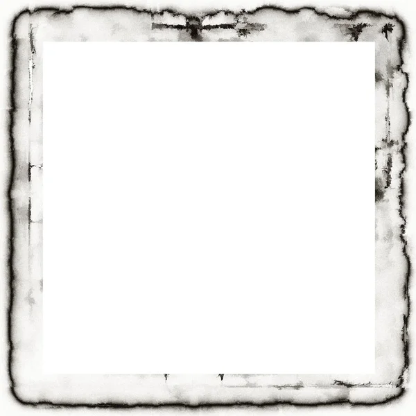 Old Grunge Watercolor Texture Black White Wall Frame Empty Space — Stock Photo, Image