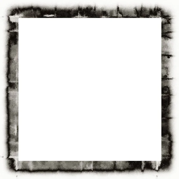 Ancienne Texture Aquarelle Grunge Cadre Mural Noir Blanc Avec Espace — Photo