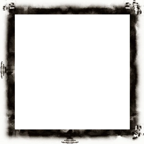 凹凸不平的水彩纹理黑白相间的墙壁框架 中间空空荡荡地放置图像或文字 — 图库照片