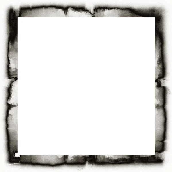 Old Grunge Watercolor Texture Black White Wall Frame Empty Space — Stock Photo, Image