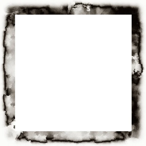 Stary Grunge Akwarela Tekstury Czarno Białe Ściany Ramki Pustym Miejscem — Zdjęcie stockowe