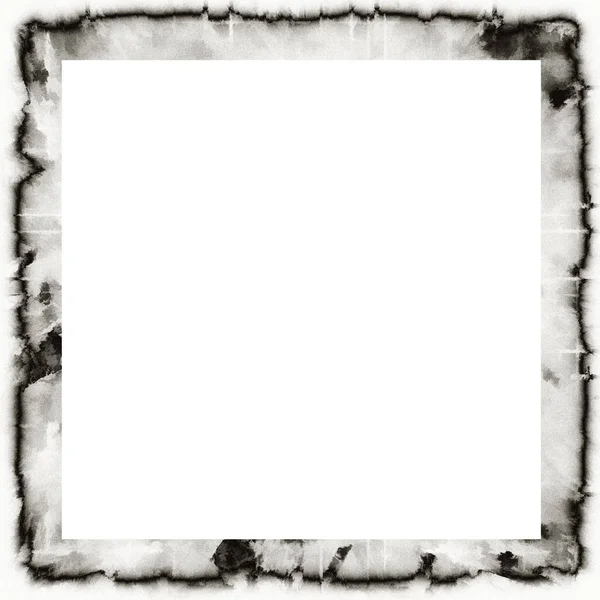 Old Grunge Watercolor Texture Black White Wall Frame Empty Space — Stock Photo, Image