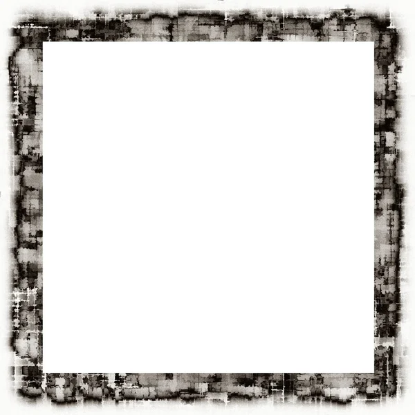 Old Grunge Watercolor Texture Black White Wall Frame Empty Space — Stock Photo, Image