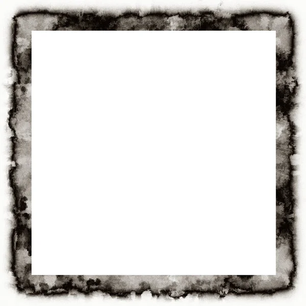 Ancienne Texture Aquarelle Grunge Cadre Mural Noir Blanc Avec Espace — Photo