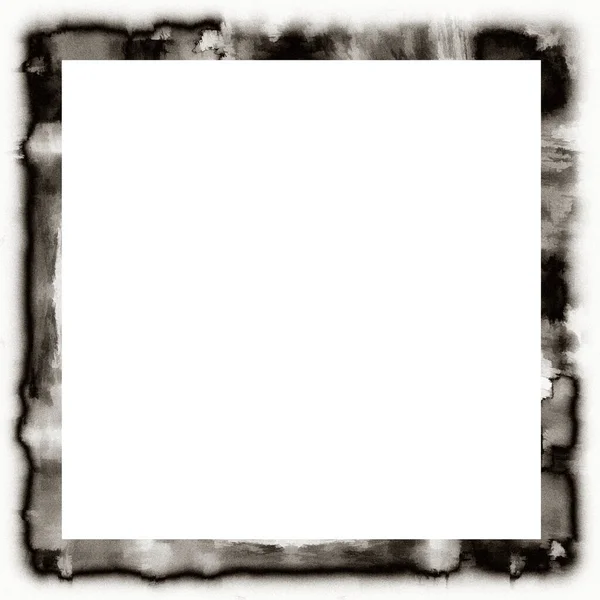 Old Grunge Watercolor Texture Black White Wall Frame Empty Space — Stock Photo, Image