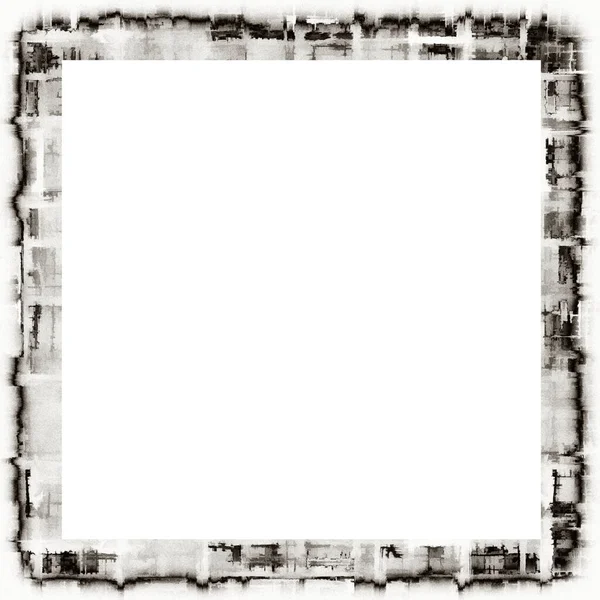 Velho Grunge Textura Aquarela Moldura Parede Preto Branco Com Espaço — Fotografia de Stock