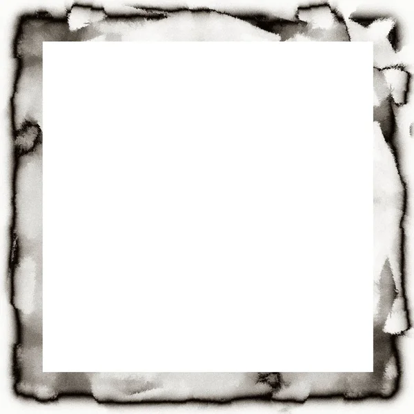 Old Grunge Watercolor Texture Black White Wall Frame Empty Space — Stock Photo, Image