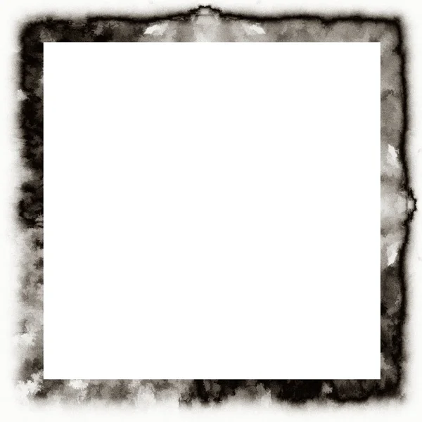 Vechi Grunge Acuarelă Textură Negru Alb Cadru Perete Spațiu Gol — Fotografie, imagine de stoc