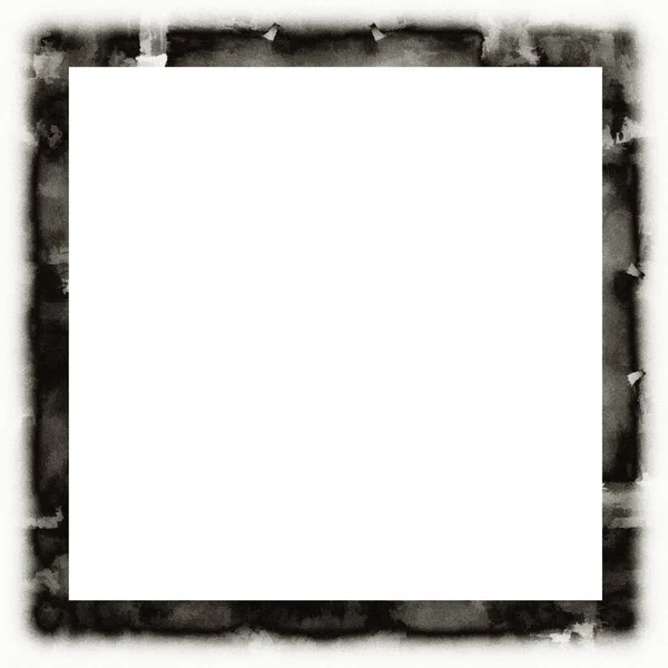 Ancienne Texture Aquarelle Grunge Cadre Mural Noir Blanc Avec Espace — Photo